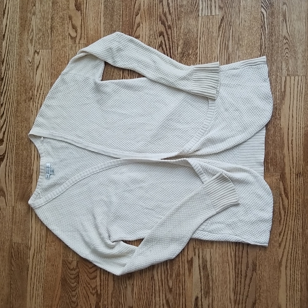 (M) American Eagle Outfitters Thin Cotton Blend Knit Open Cardigan Neutral Boho